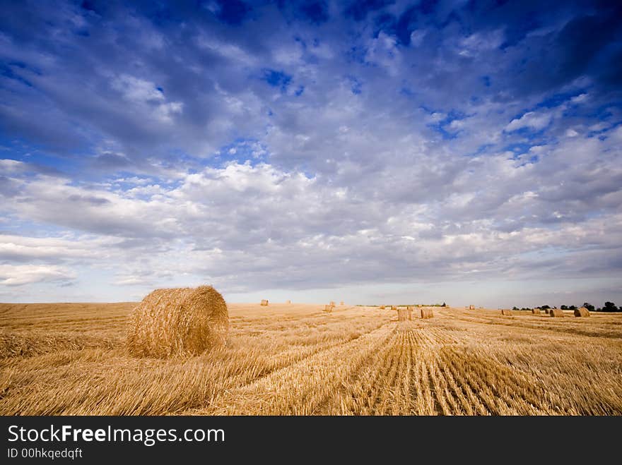 Summer hay bale in a ungarish field, and beauty landscape. Summer hay bale in a ungarish field, and beauty landscape