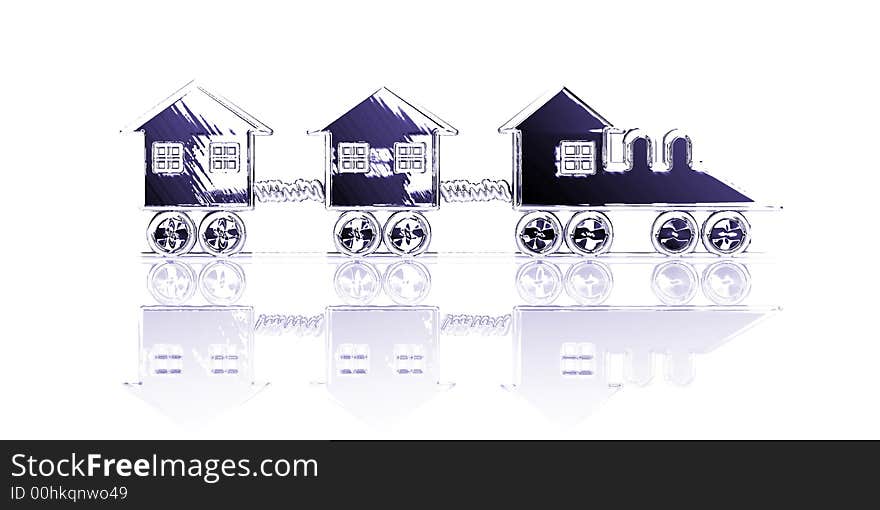 Train made of houses. A concept for real estate and construction businesses. Train made of houses. A concept for real estate and construction businesses.