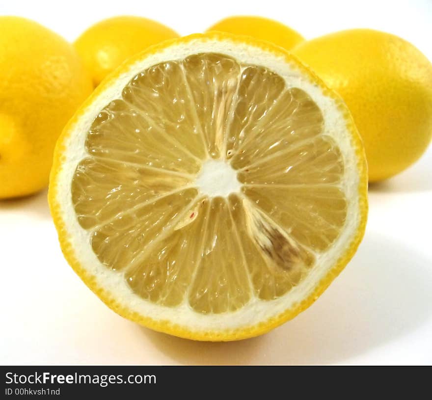 One by one lemons on white. One by one lemons on white