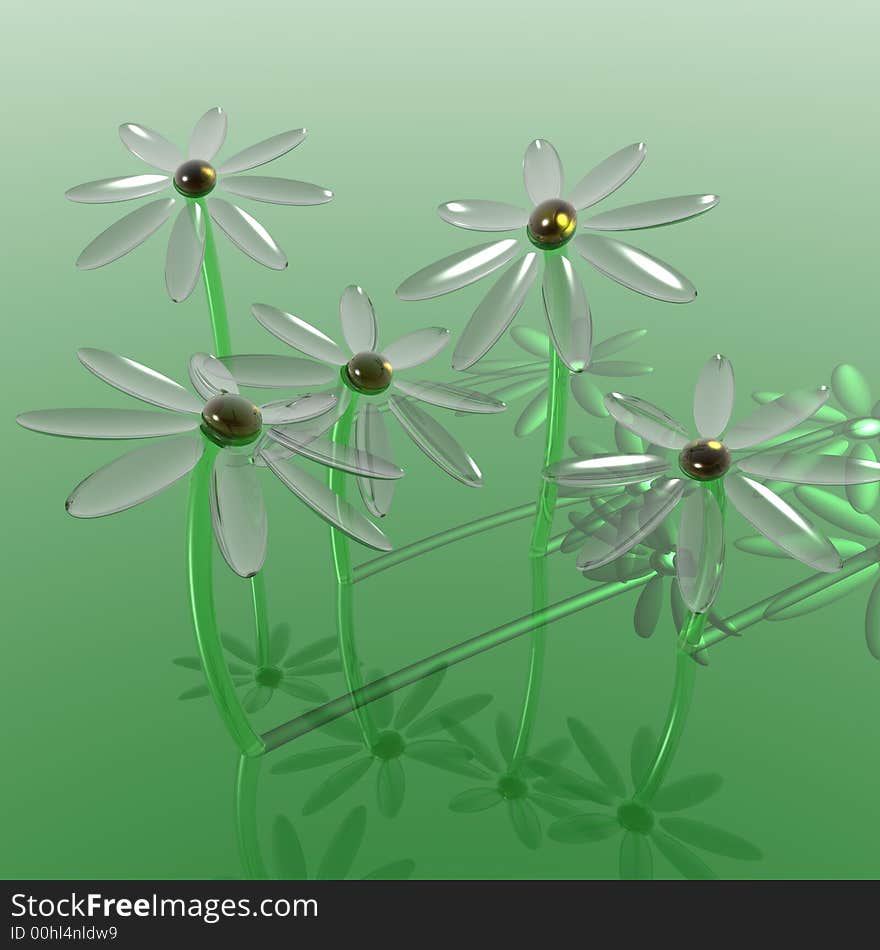 Glass daisies grown inside a virtual world. Glass daisies grown inside a virtual world.