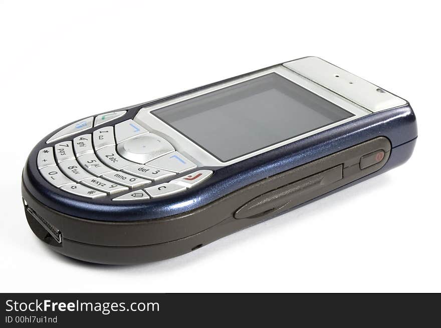 An Isolated cellphone in a white background. An Isolated cellphone in a white background