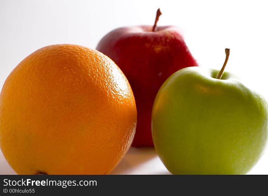 Fruit against white background