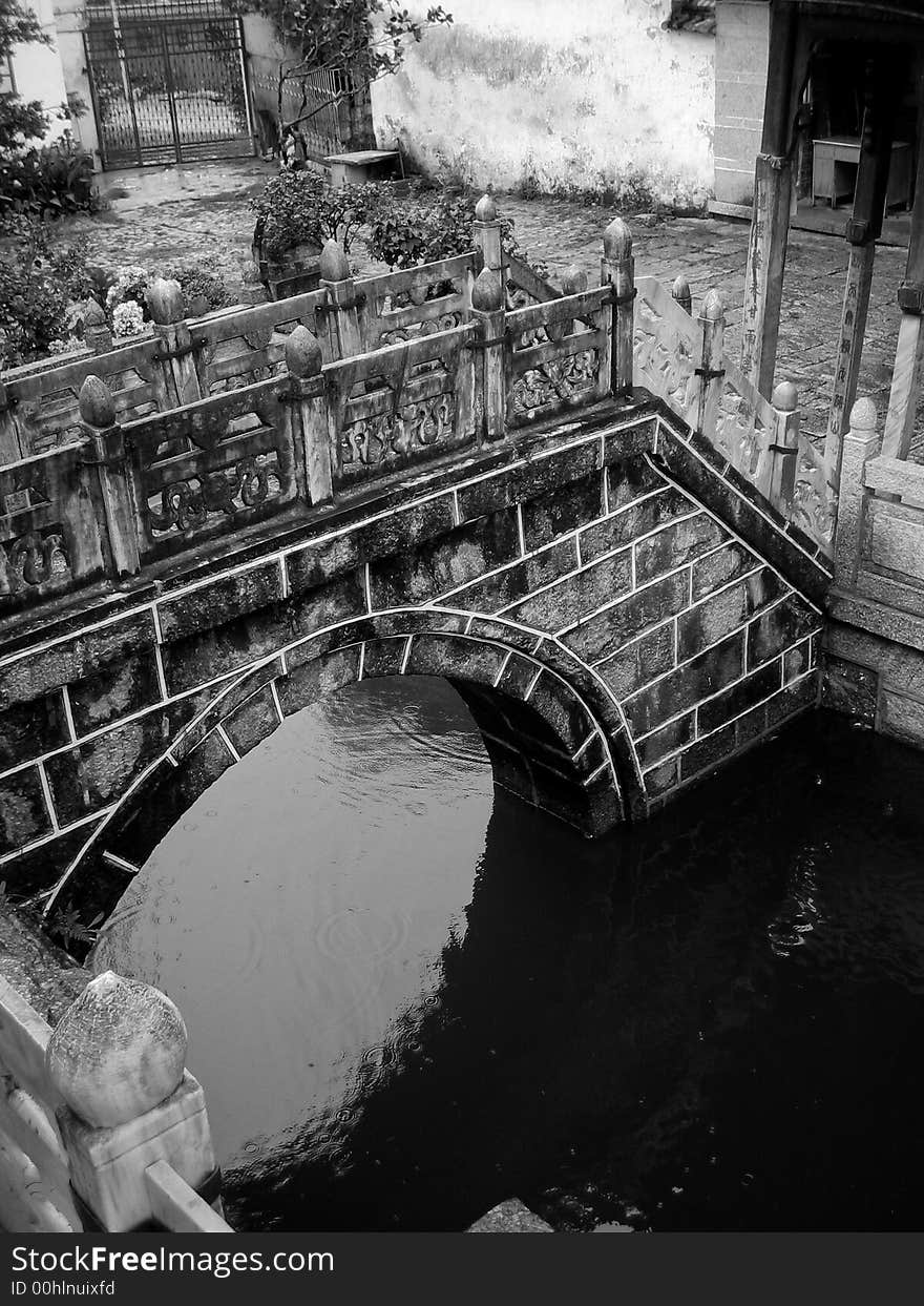 A Bridge at an Ancient Temple, Yunnan, China. A Bridge at an Ancient Temple, Yunnan, China