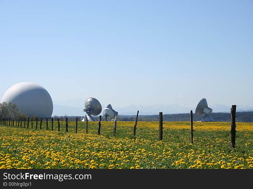 Wireless  station on a field. Wireless  station on a field