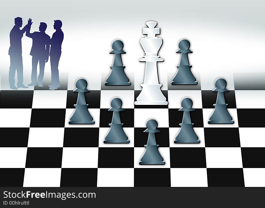 Close up of chess pieces with business people. Close up of chess pieces with business people