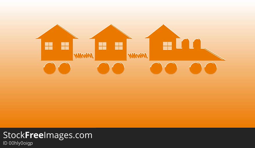 Train made of houses. A concept for real estate and construction businesses. Train made of houses. A concept for real estate and construction businesses.