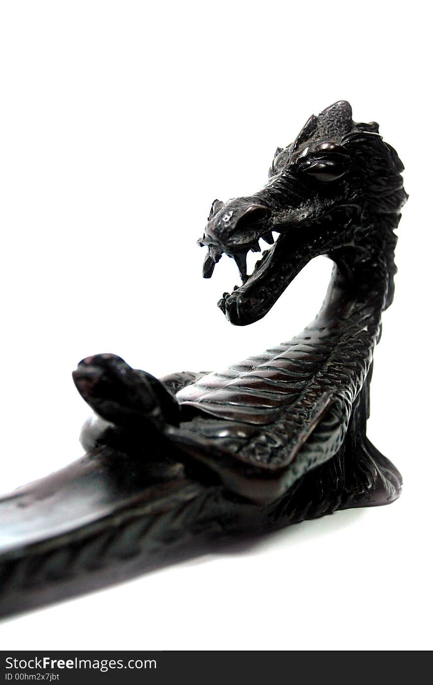 A black china dragon on white background. A black china dragon on white background