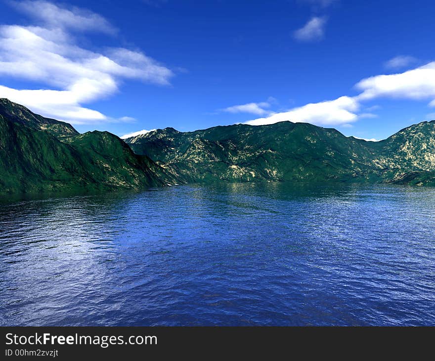 Mountains and lake. Nice background or wallpaper.