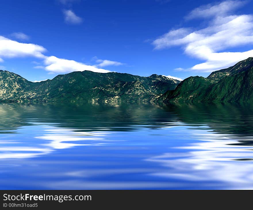 Mountains and lake. Nice background or wallpaper.