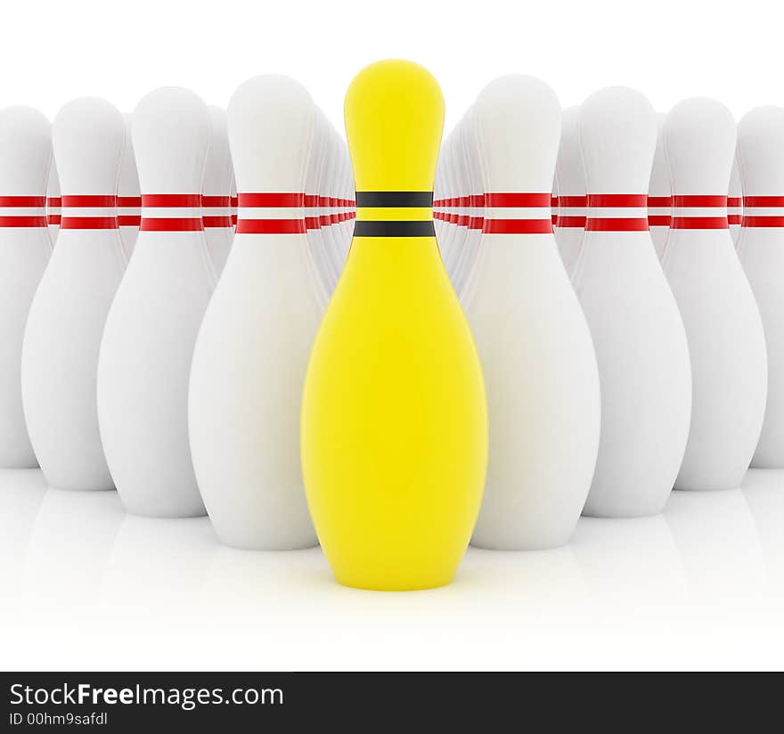 Bowling pins on white background. Bowling pins on white background