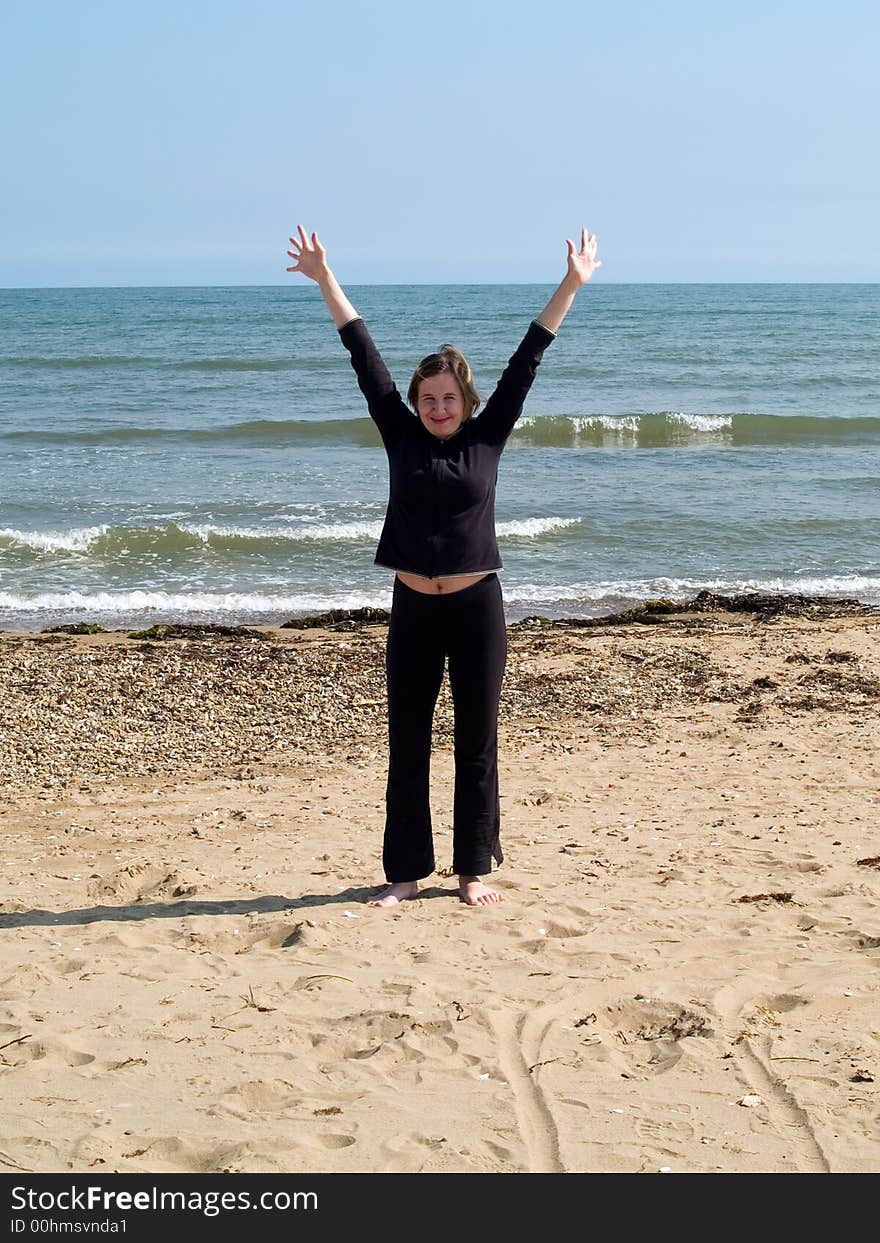 Happy girl on the beach