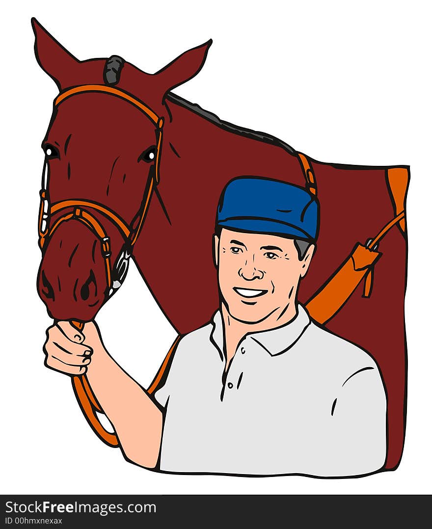 Vector art of an Equestrian and his horse