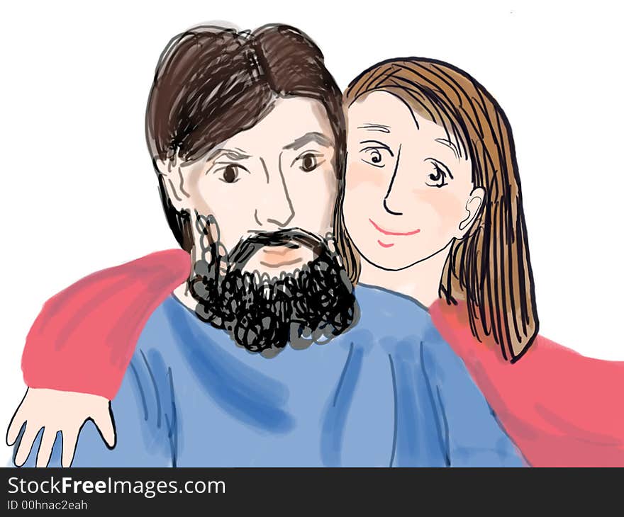 Illustration with Man and girl. Illustration with Man and girl