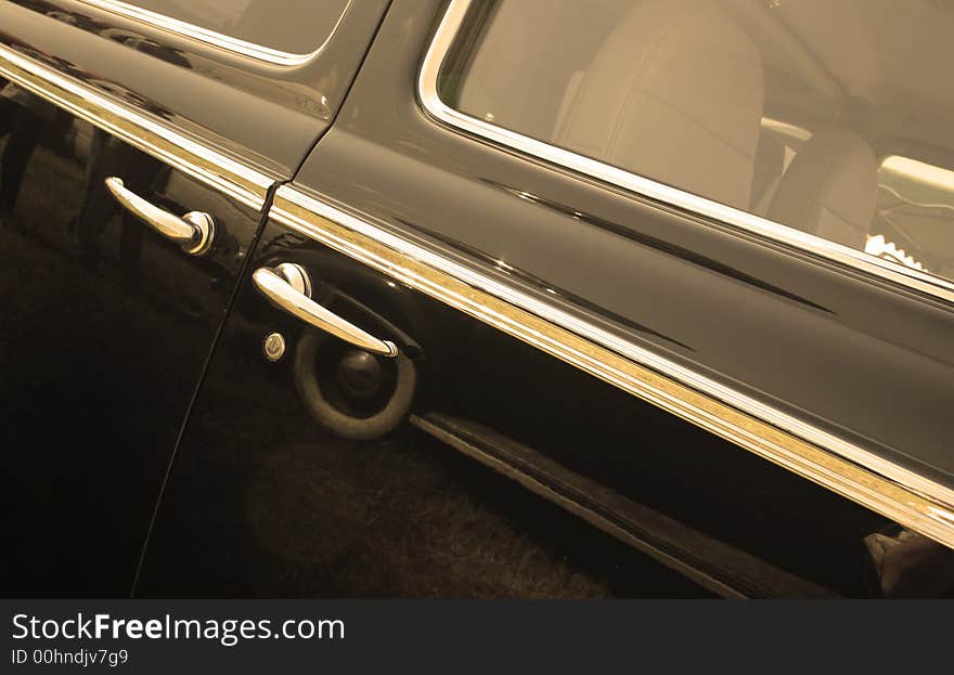 Doors of vintage car tonned in sepia. Doors of vintage car tonned in sepia