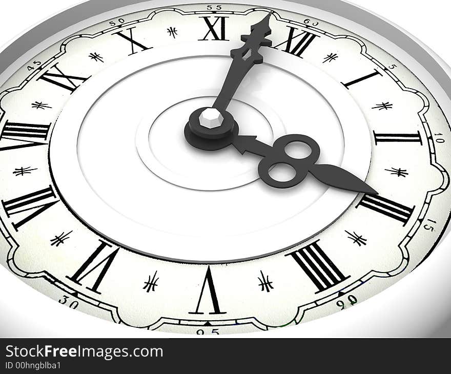 Very beautiful three-dimensional illustration, figure.Clock. Three o'clock. 3d