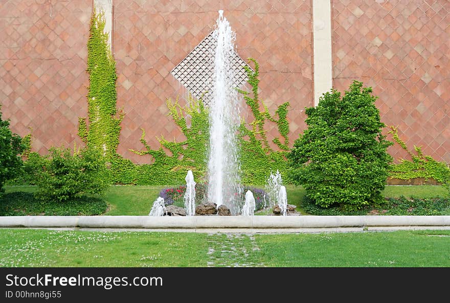 The fountain in front of the Maximilianeum in Munich, Germany