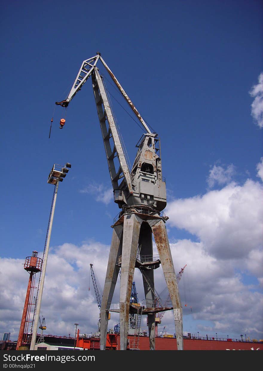 Break bulk handling cranes in the Port of Hamburg. Break bulk handling cranes in the Port of Hamburg