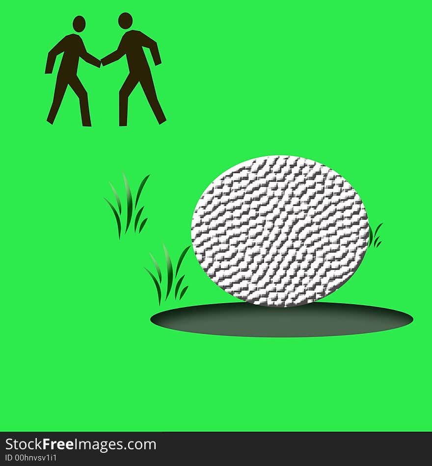 Golf  hole in one illustration on  green background. Golf  hole in one illustration on  green background