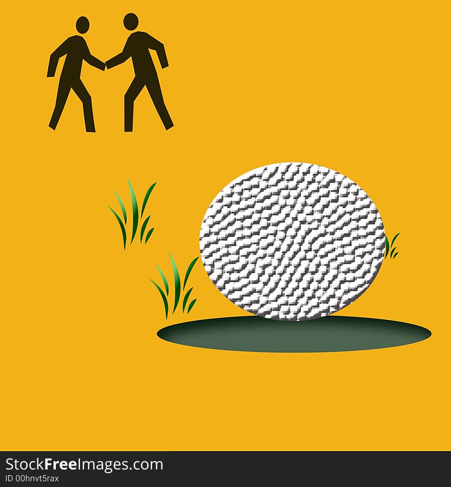 Golf  hole in one illustration on  gold background. Golf  hole in one illustration on  gold background