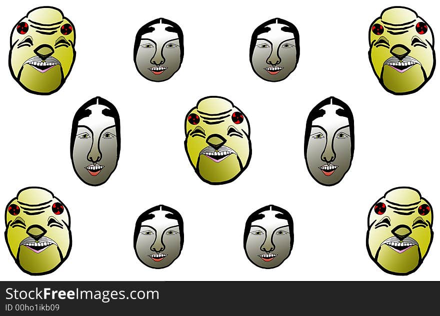 Japanese Mask Pattern yellow and black