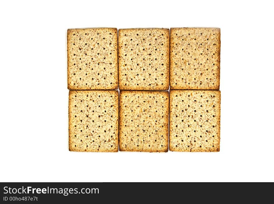 Whole wheat biscuits isolated on white