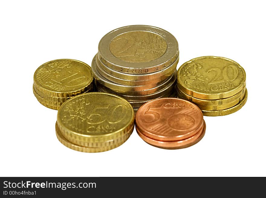 Coin Piles Isolated On White