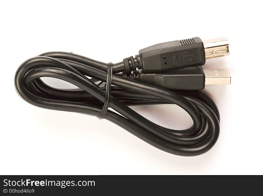 A black usb-cable to use with computer. A black usb-cable to use with computer