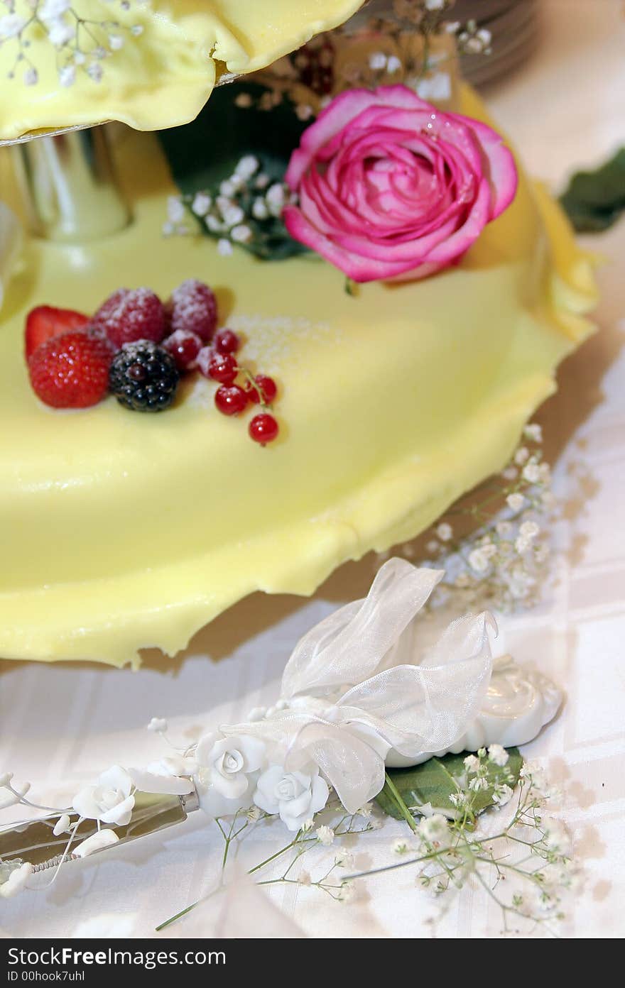 Wedding pie with roses and berries