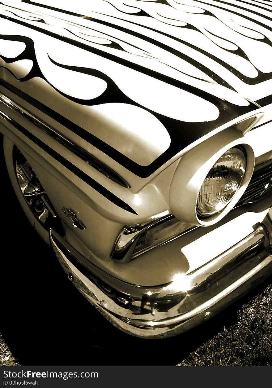 American Hotrod car in Sepia