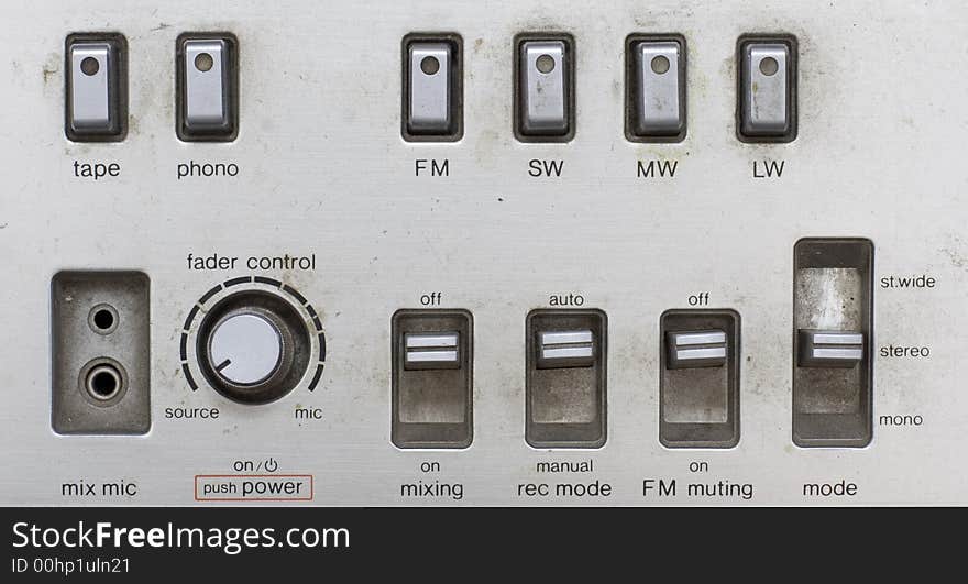 Grunge sound mixer console. very old tape-record!