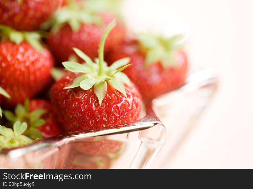 Fresh strawberries in star shaped glass bowl