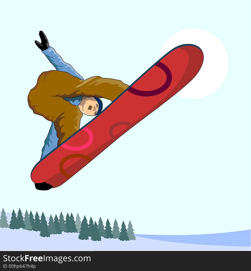 Snowboarder getting big air