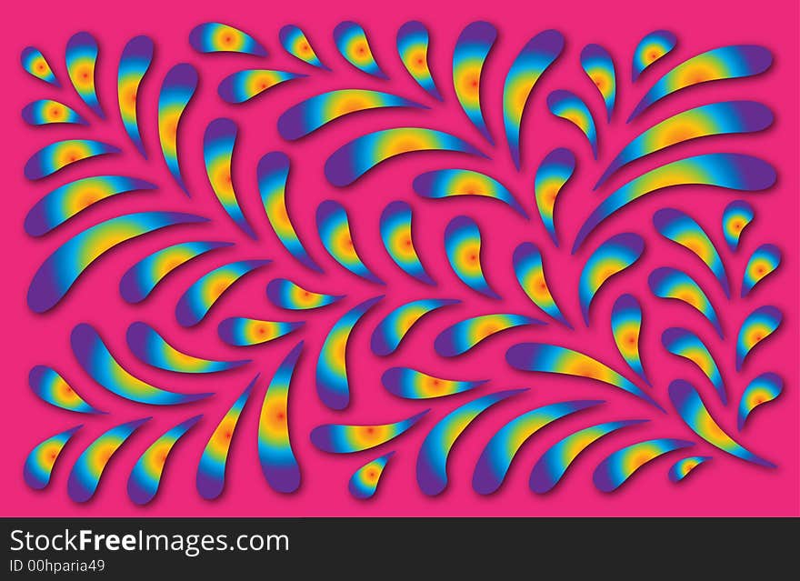 Pink floral pattern rainbow leaves