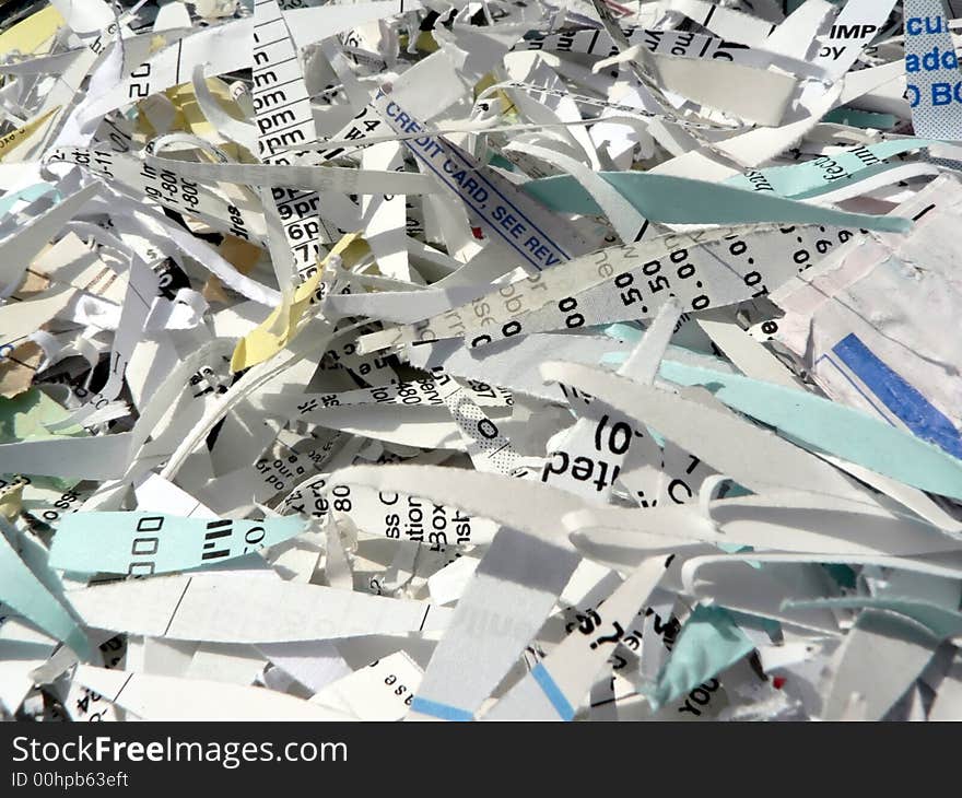 Close up photo of paper that's been shredded. Close up photo of paper that's been shredded