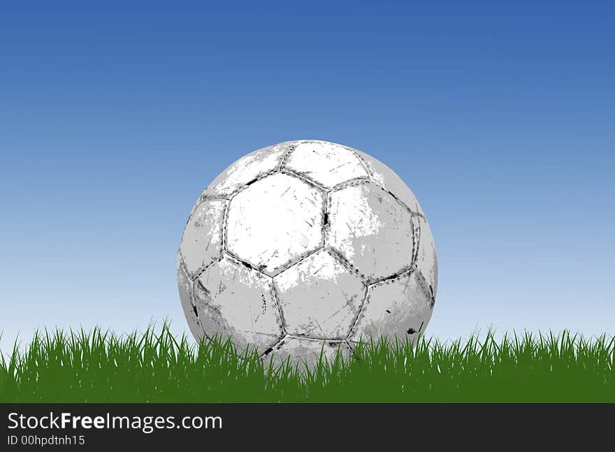 An illustration of a soccer ball or a football on a grassy field. An illustration of a soccer ball or a football on a grassy field