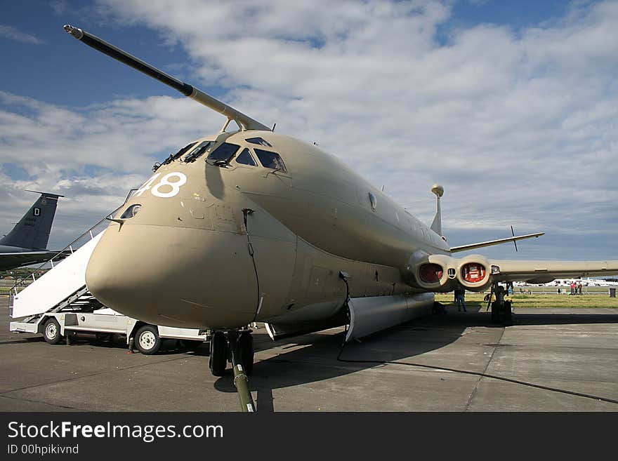 Nimrod, a Brittish bomber plane displayed at an Airshow. Nimrod, a Brittish bomber plane displayed at an Airshow