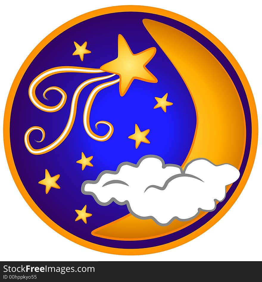 Moon Shooting Stars Clip Art