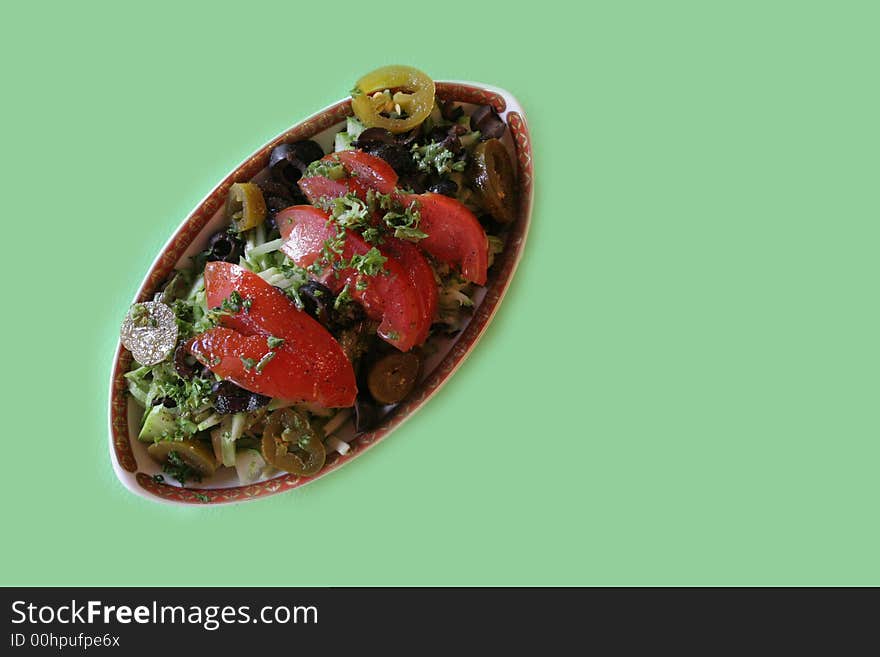 Middle Eastern dish isolated on green