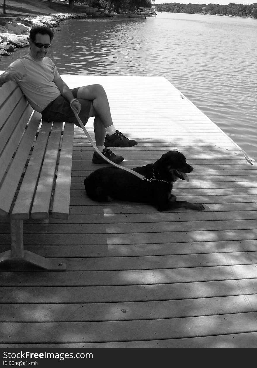 Me and My Dog on Pier Dock. Me and My Dog on Pier Dock