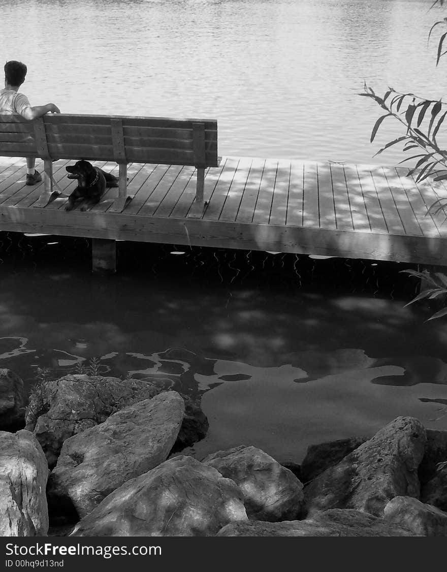 Me and My Dog on Pier Dock. Me and My Dog on Pier Dock