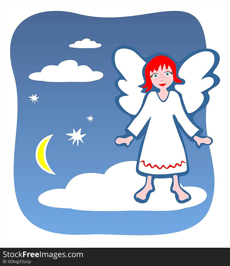 Figure of an angel on a background of the star sky. Figure of an angel on a background of the star sky.