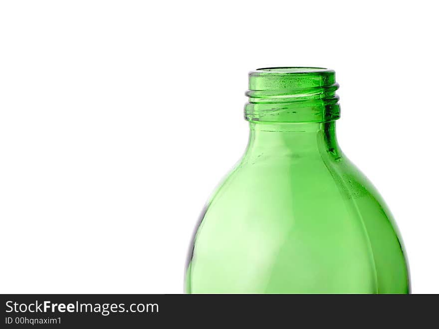 Empty bottle  green color isolated on  white background