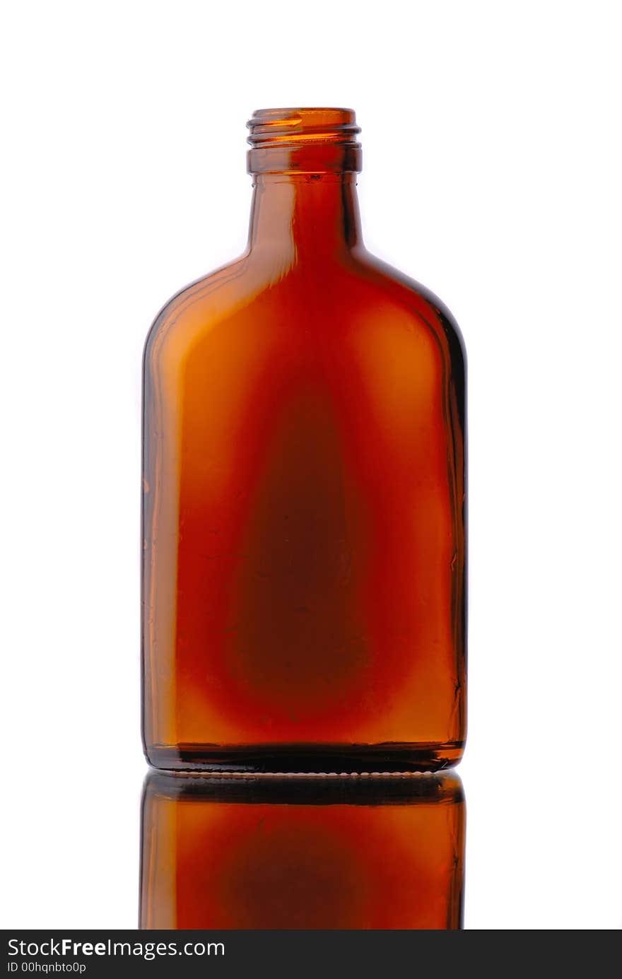 Empty bottle orange, brown colors isolated on  white background