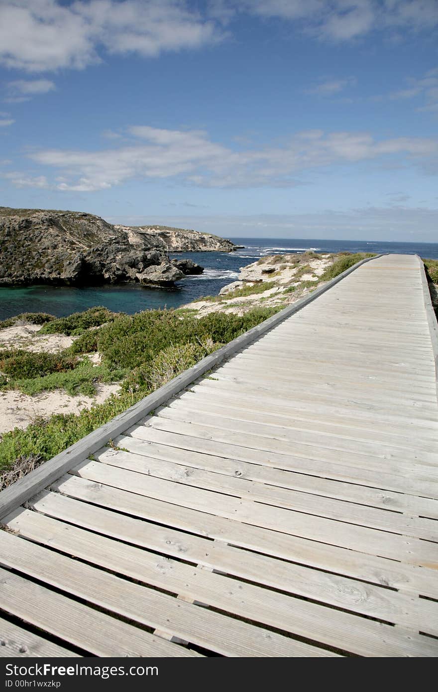 Walkway next to the ocean on summer day. Walkway next to the ocean on summer day