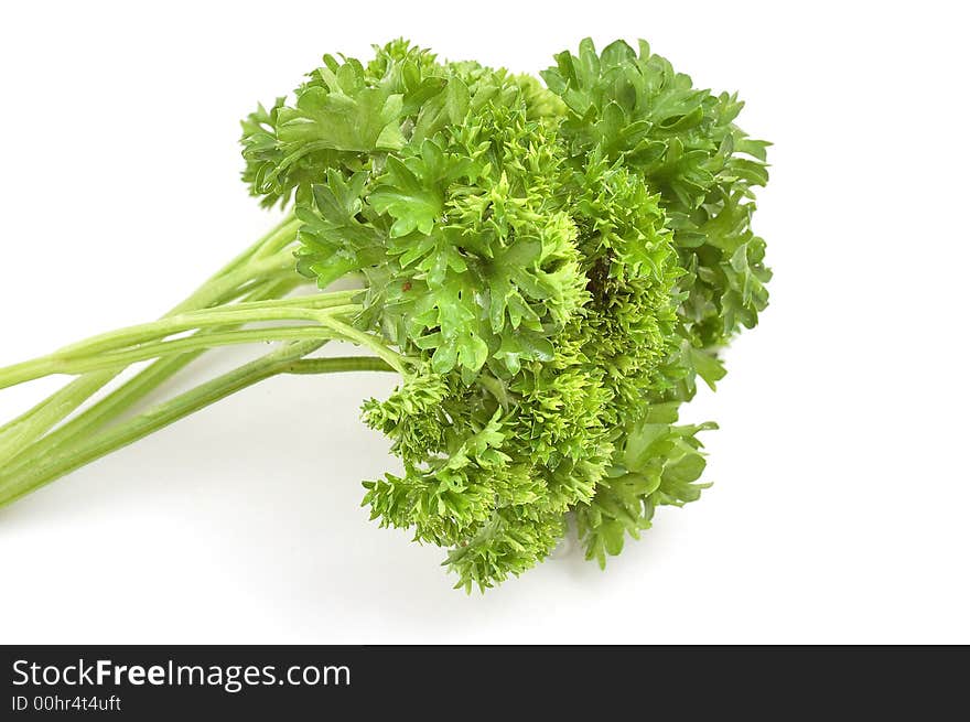 Bundle of parsley on the white