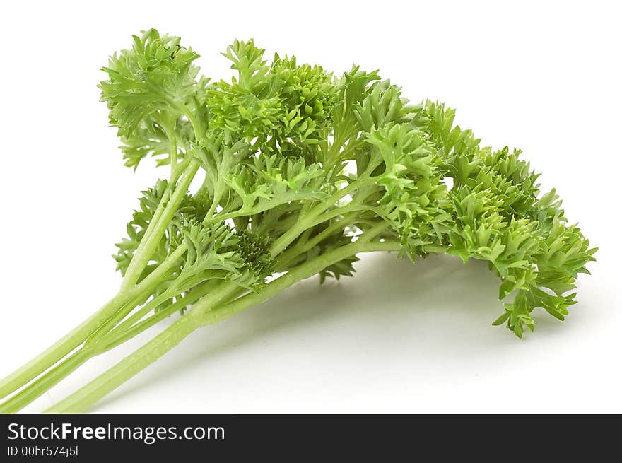 Bundle of parsley on the white