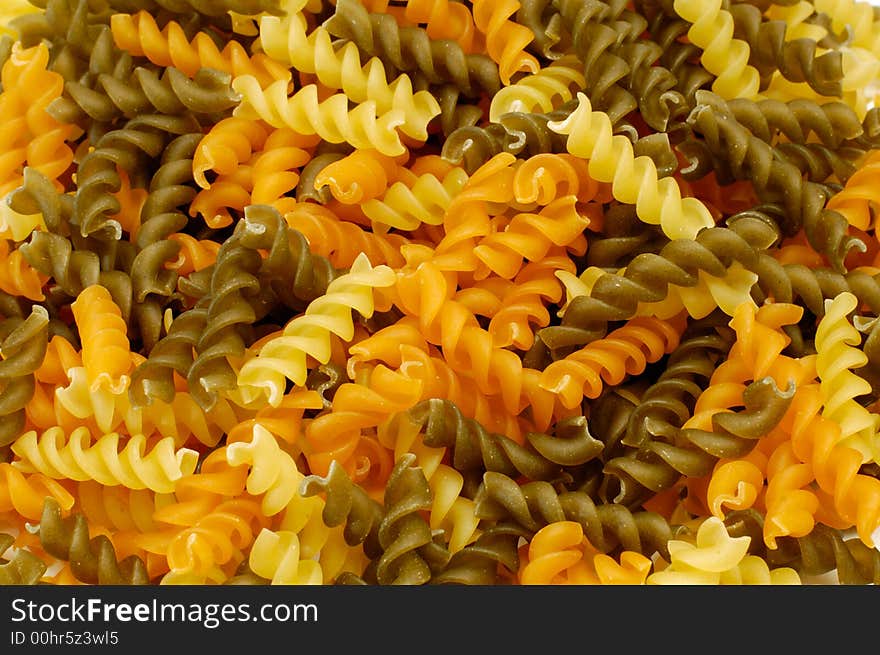 Various colors of italian pasta