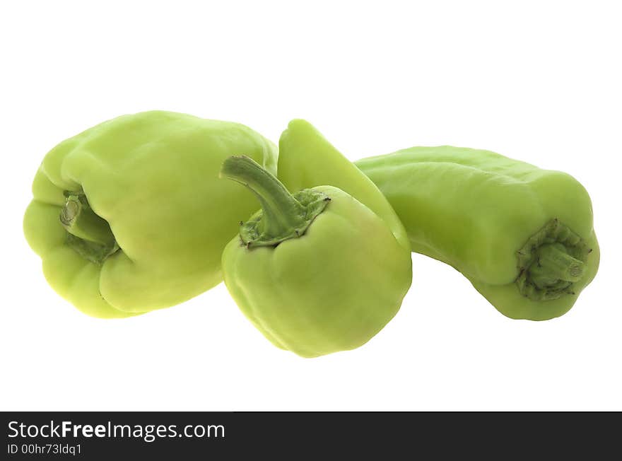 Green pepper on a white background