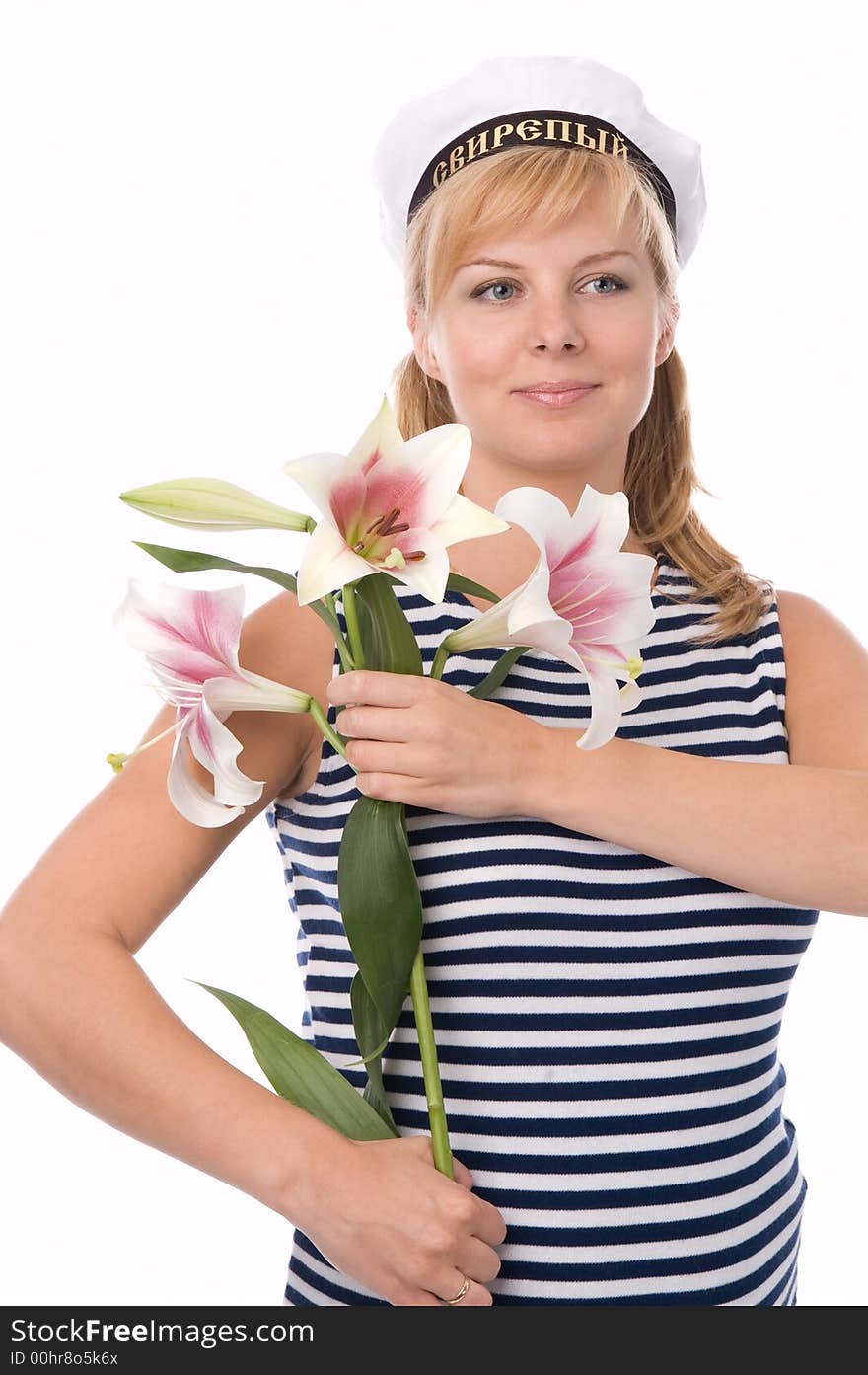 The fine pregnant woman with a flower. The fine pregnant woman with a flower