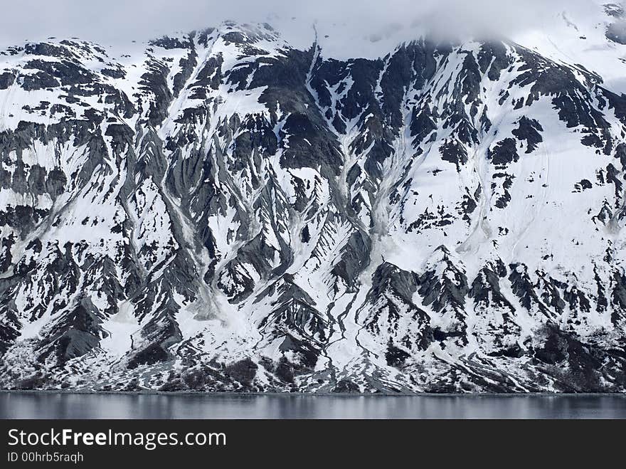 Rich of texture mountain relief in Glacier Bay national park, Alaska.